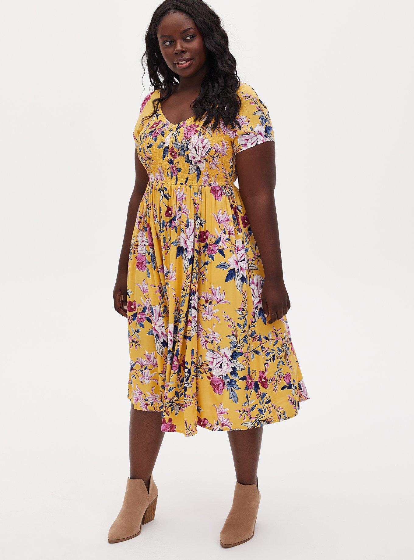 Plus Size - Midi Challis Smocked Dress - Torrid