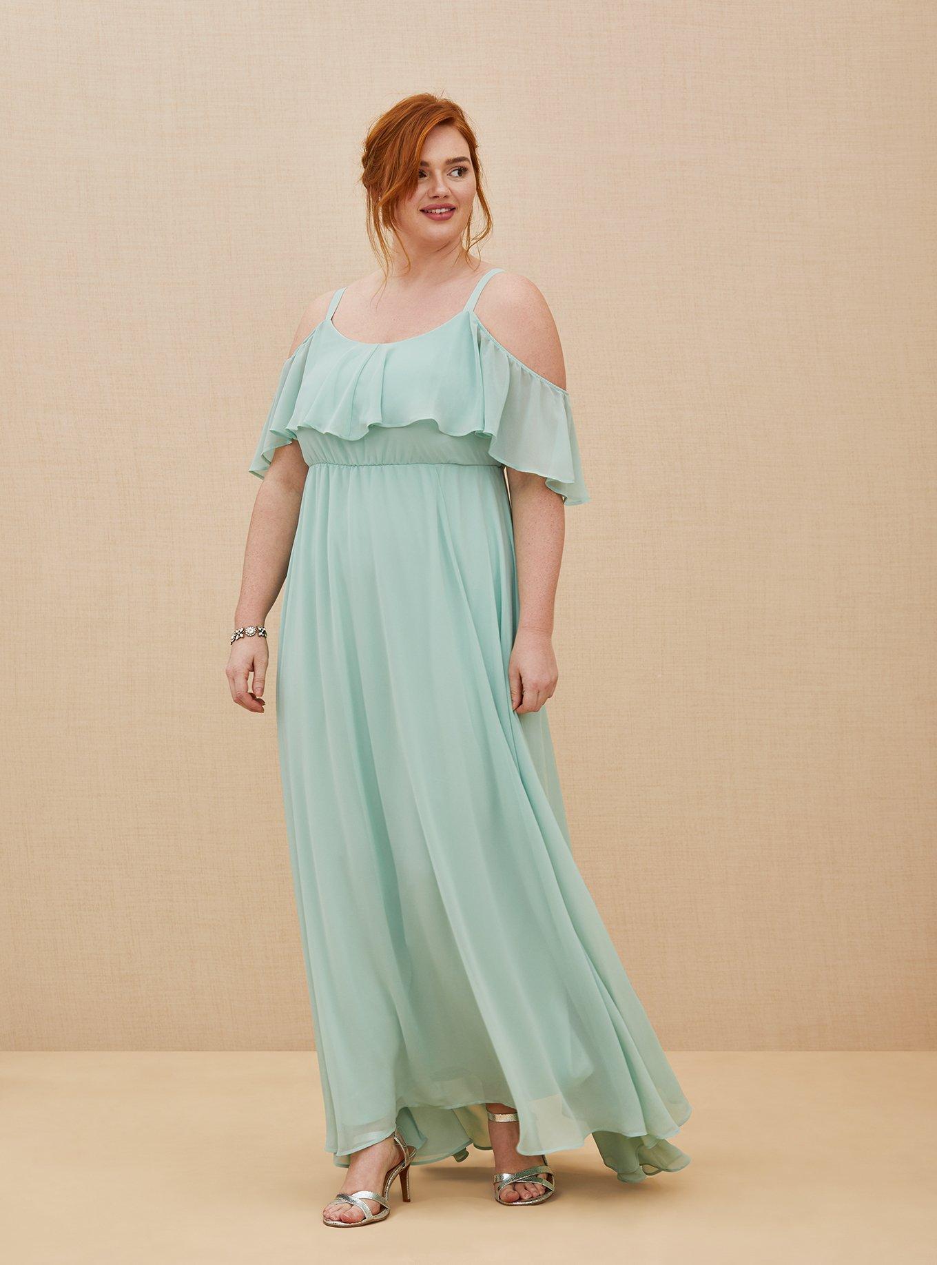 Plus Size - Maxi Chiffon Cold Shoulder Gown - Torrid
