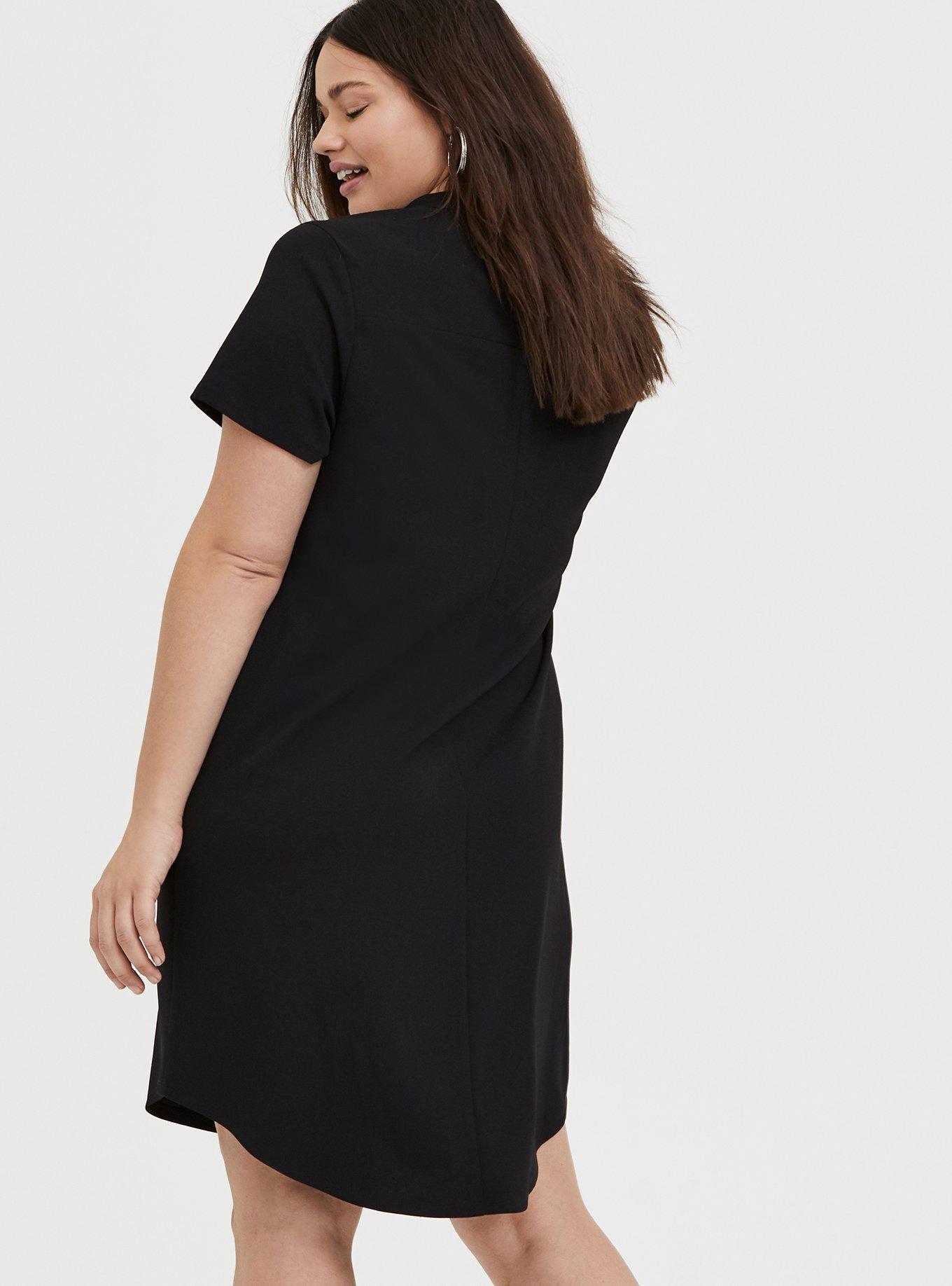 Black Crepe Scuba Knit Shift Dress, DEEP BLACK, alternate