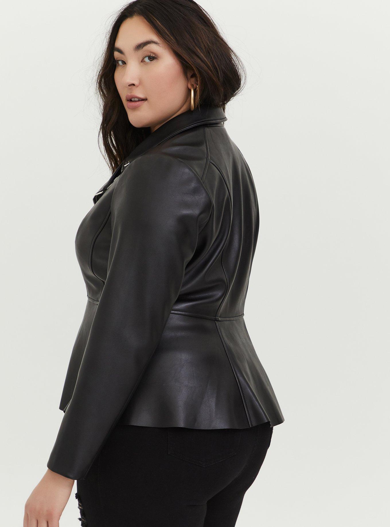 peplum faux leather jacket