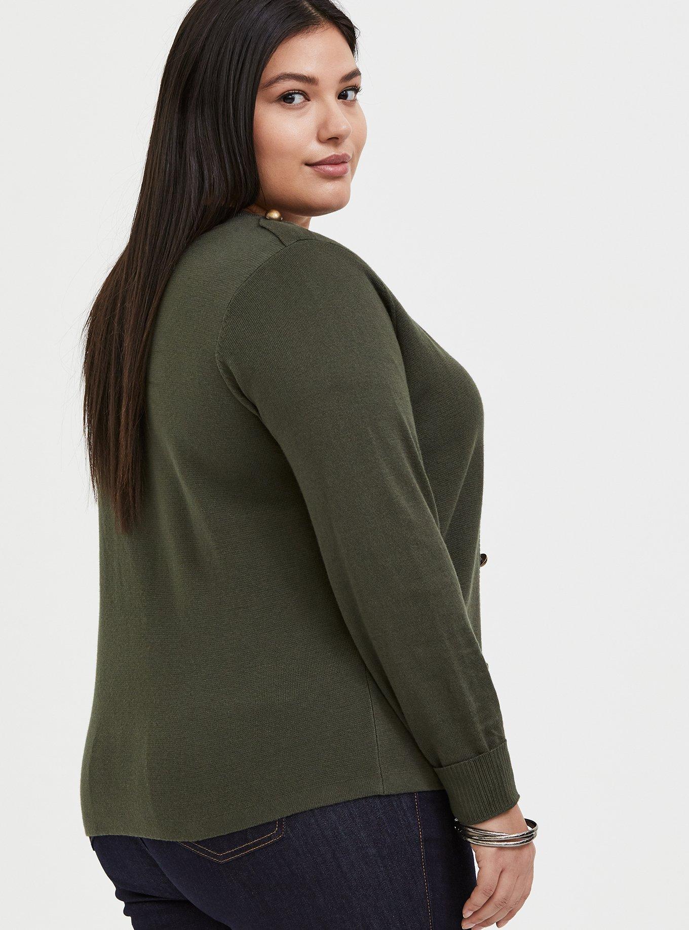 Cardigan Sweater, OLIVE, alternate