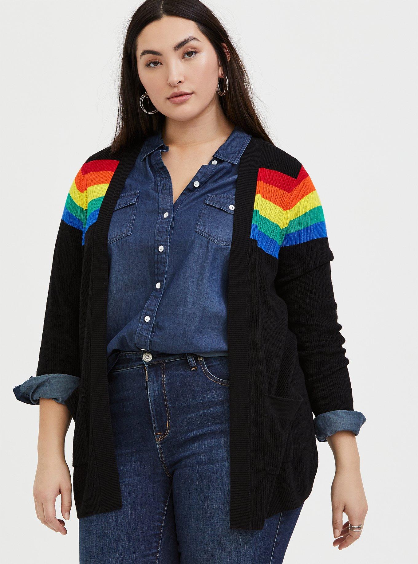 Black sweater hotsell with rainbow stripe