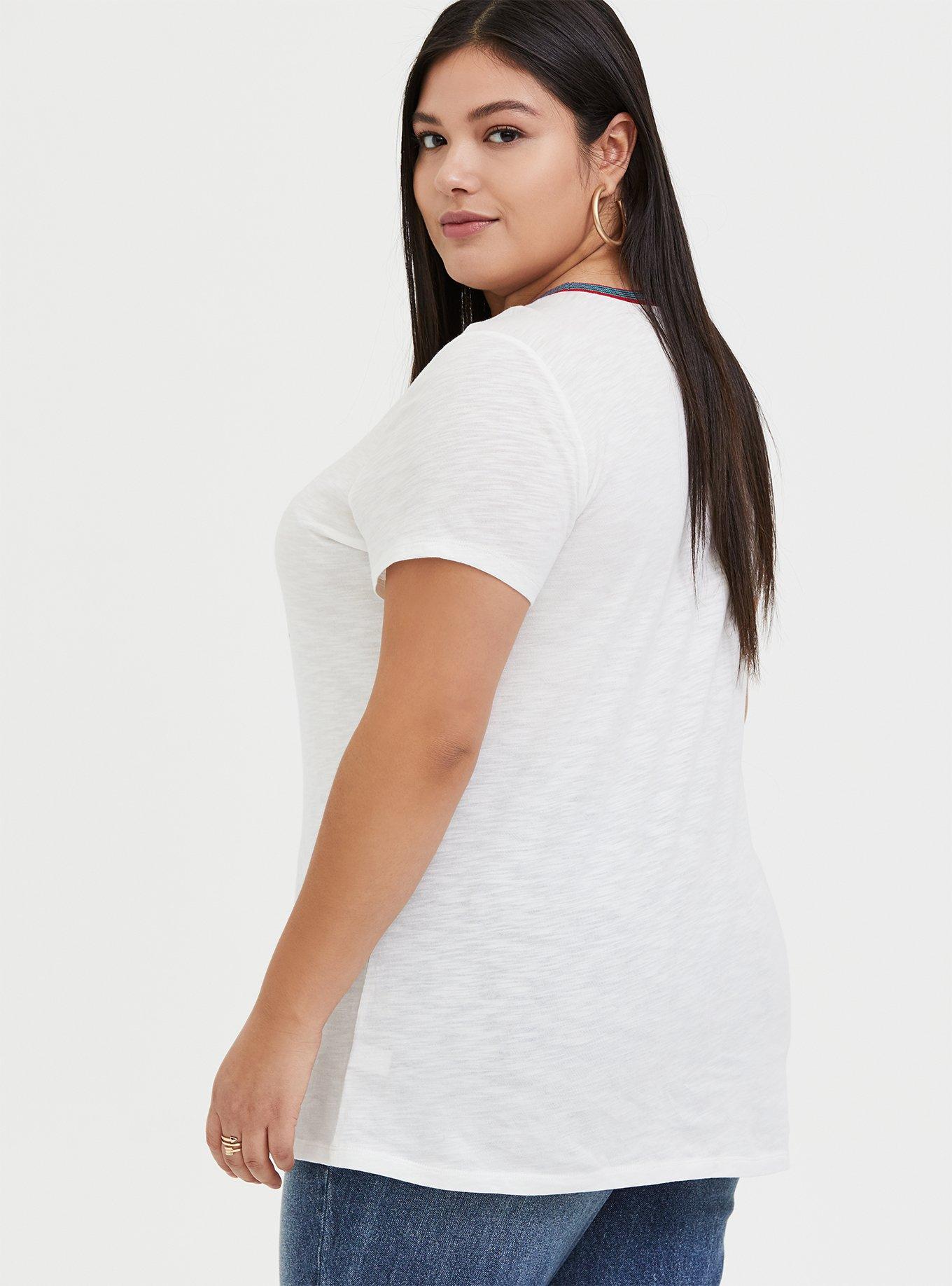 Plus Size Beautiful Badass White Slub Ringer Tee, CLOUD DANCER, alternate