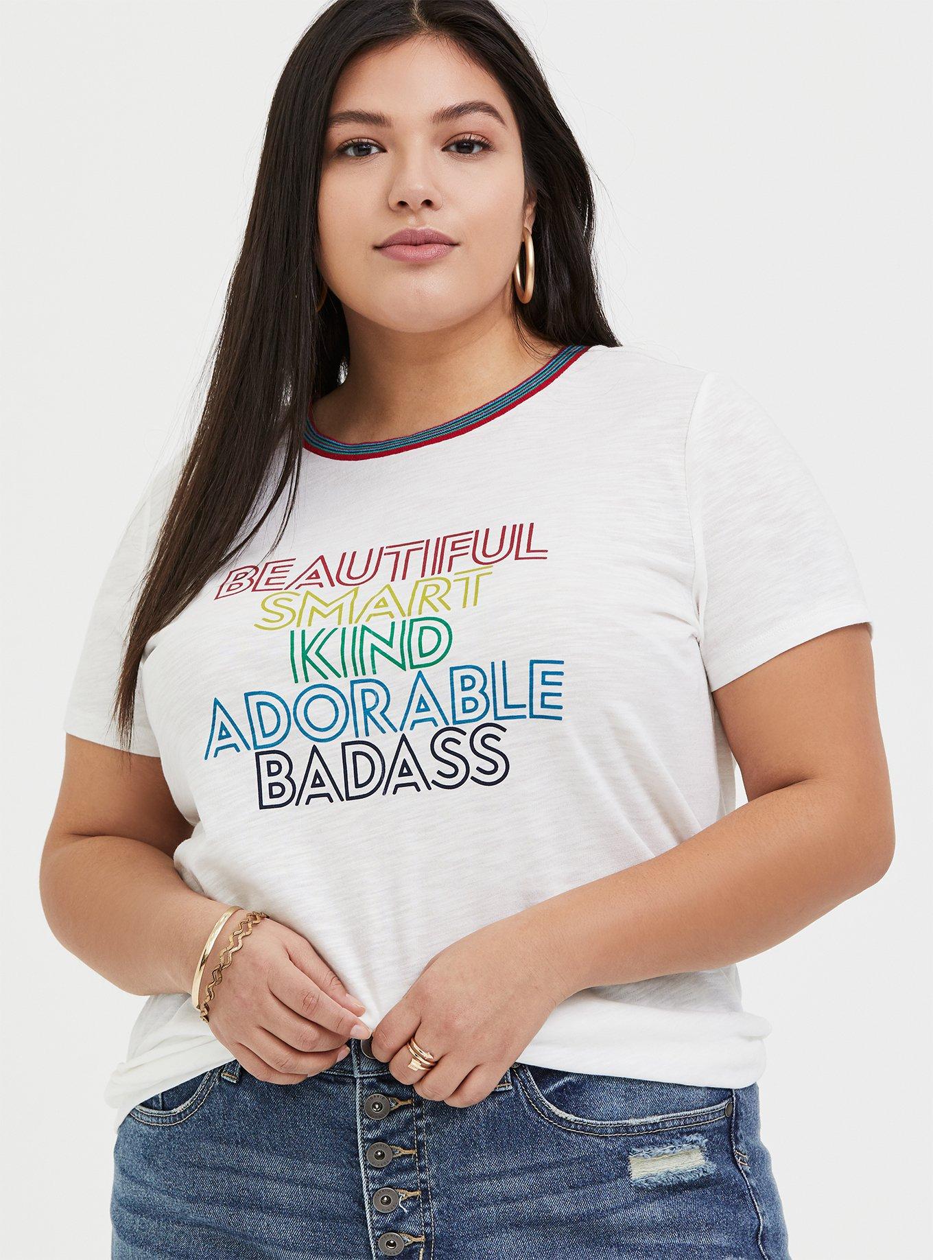 Beautiful Badass White Slub Ringer Tee, , hi-res
