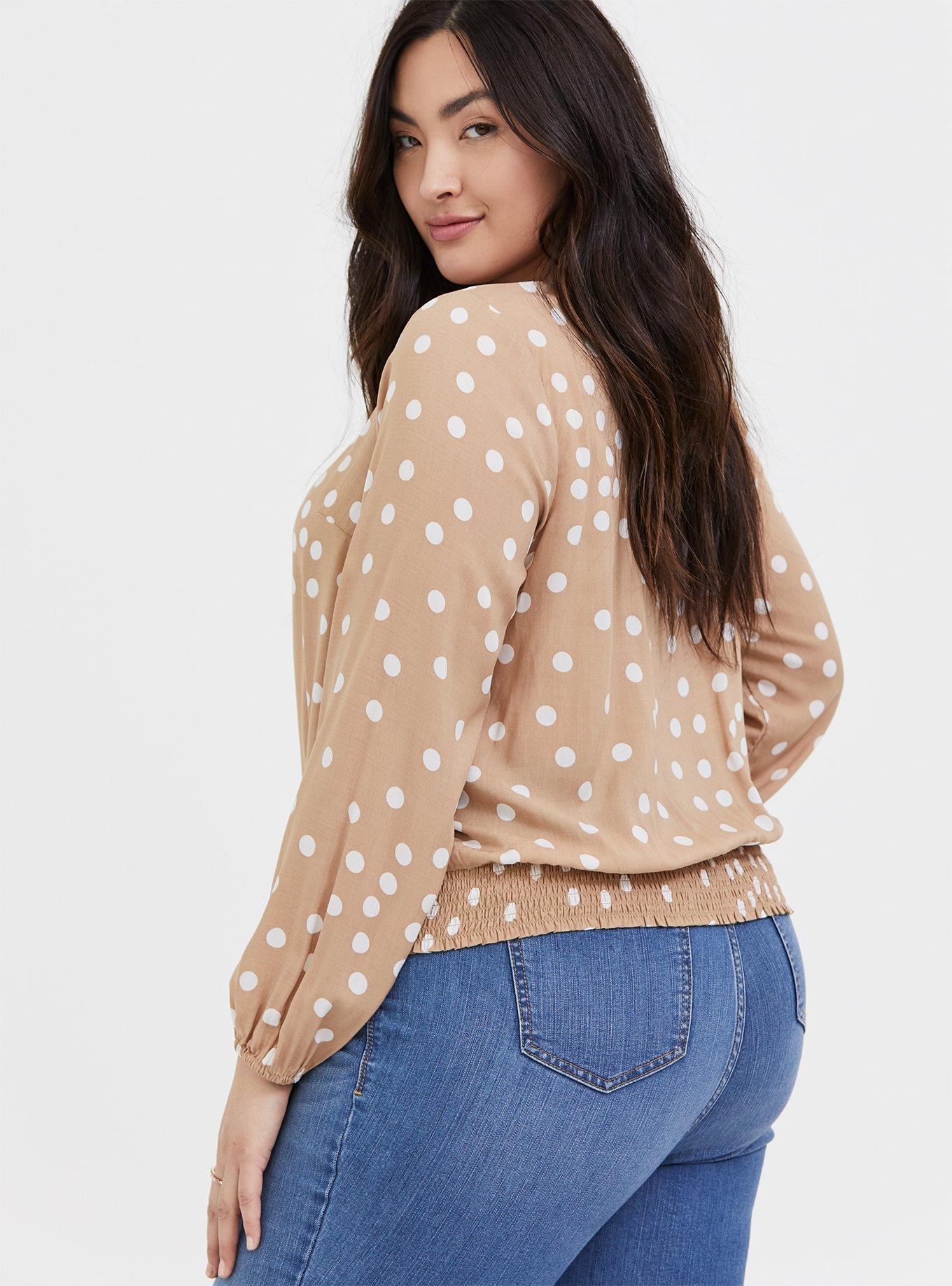 Challis Twist Front Crop Top, BROWN DOT, alternate
