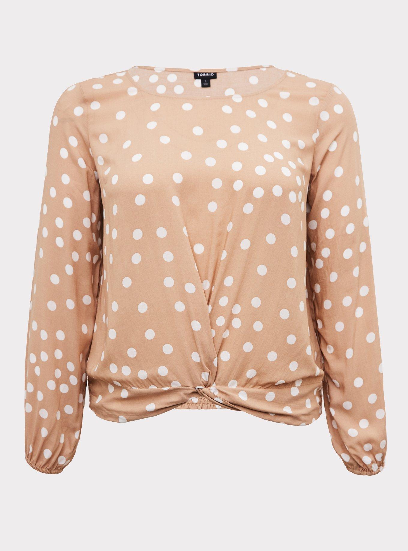 Challis Twist Front Crop Top, BROWN DOT, hi-res