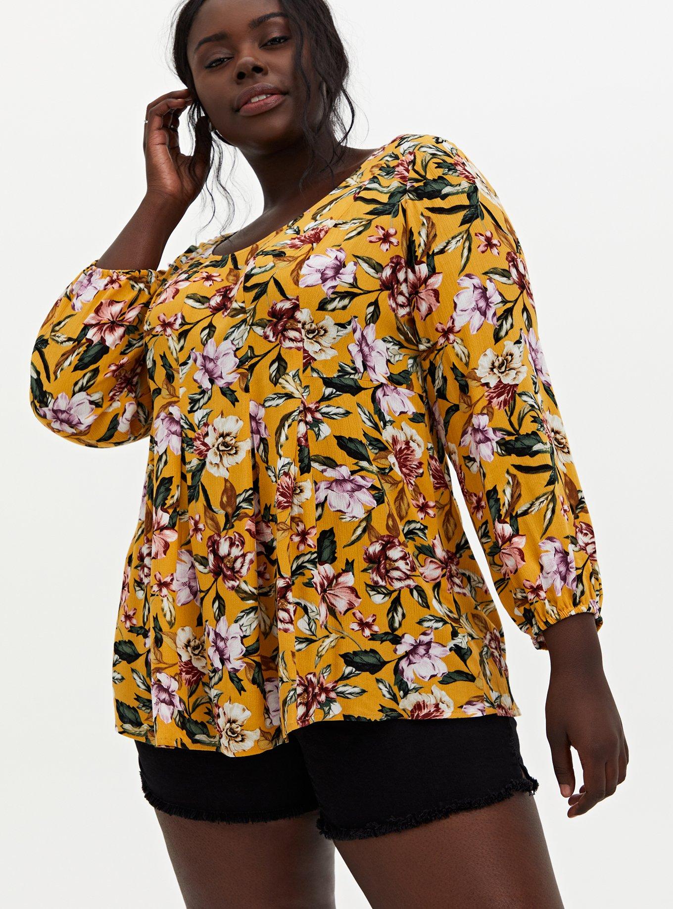 Plus size gauze tops sale