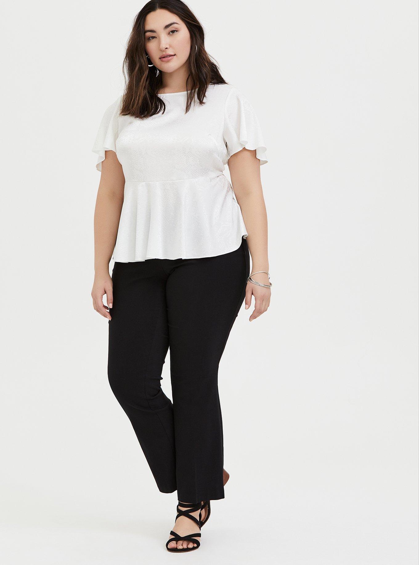 Plus Size White Jacquard Mixed Animal Print Babydoll Blouse, CLOUD DANCER, alternate