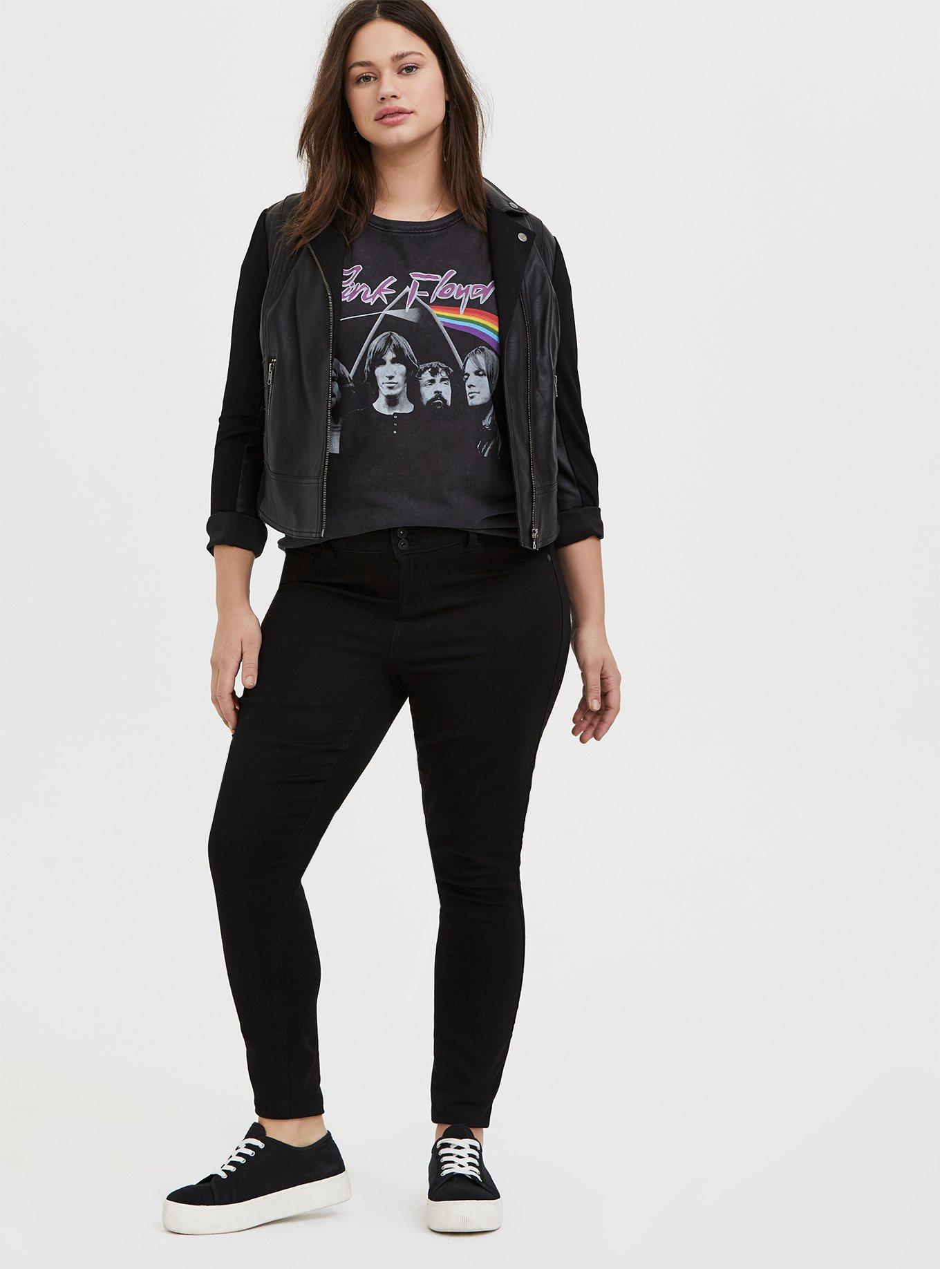 Plus Size Pink Floyd Black Mineral Wash Crew Tee, DEEP BLACK, alternate