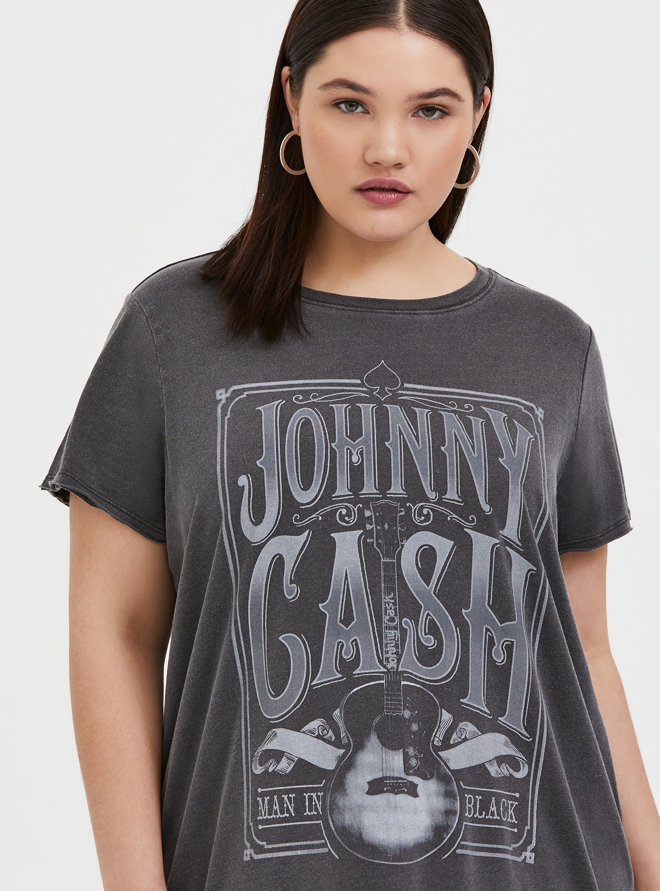 Plus Size - Johnny Cash Black Mineral Wash Crew Tee - Torrid
