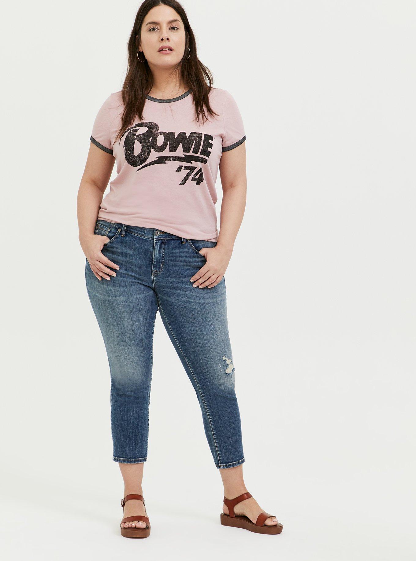 Plus Size Bowie &lsquo;74 Dusty Pink Burnout Ringer Tee, DUSTY QUARTZ, alternate
