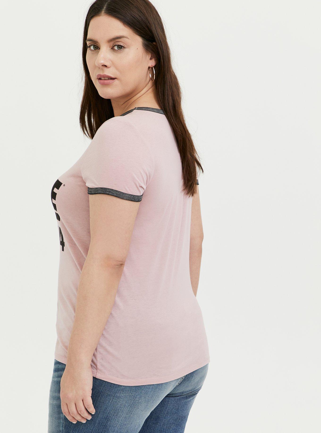 Plus Size Bowie &lsquo;74 Dusty Pink Burnout Ringer Tee, DUSTY QUARTZ, alternate