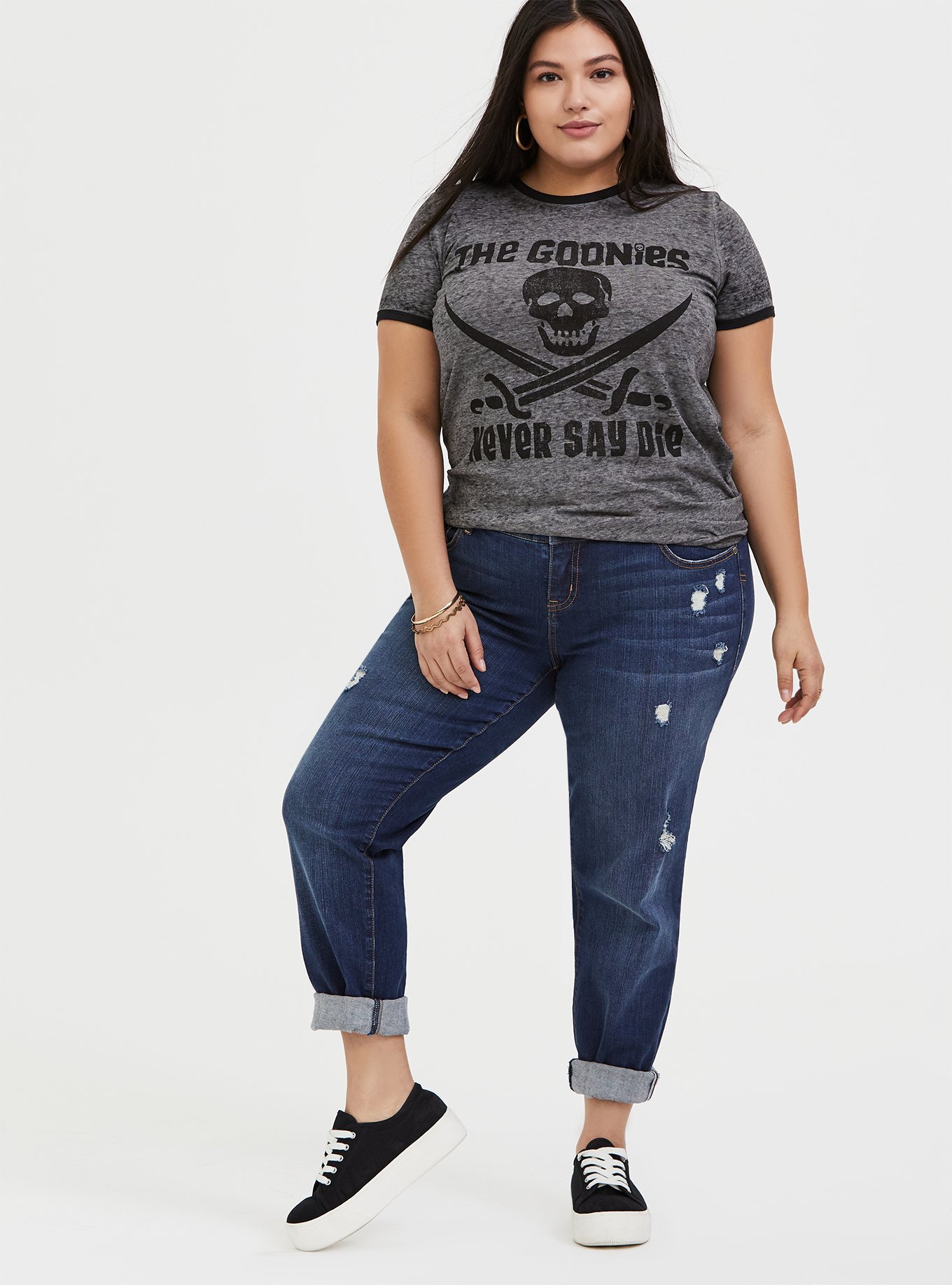 Plus Size - The Goonies Grey Burnout Ringer Tee - Torrid