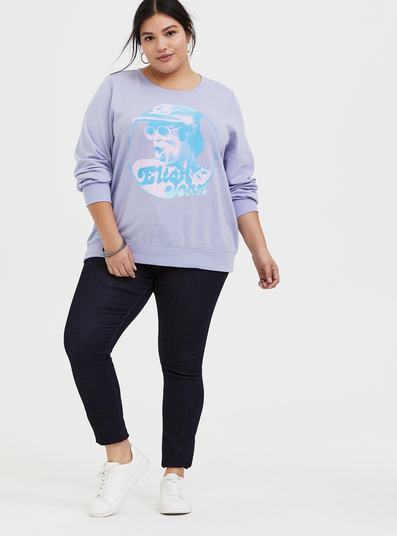 Plus Size Elton John Lavender Purple Fleece Sweatshirt, LAVENDER, alternate