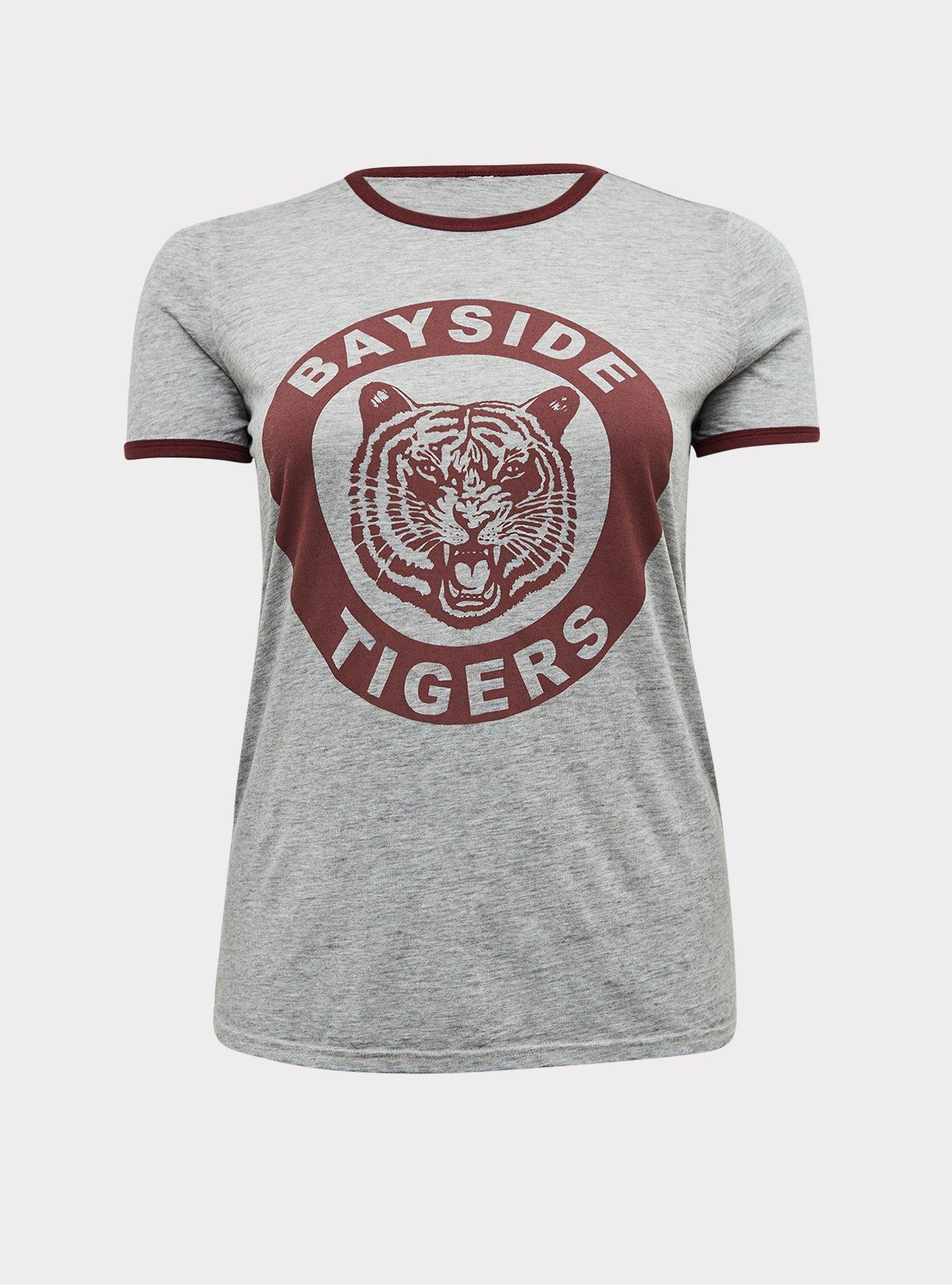 Saved By the Bell Bayside Tigers Heather Grey Ringer Tee, MEDIUM HEATHER GREY, hi-res