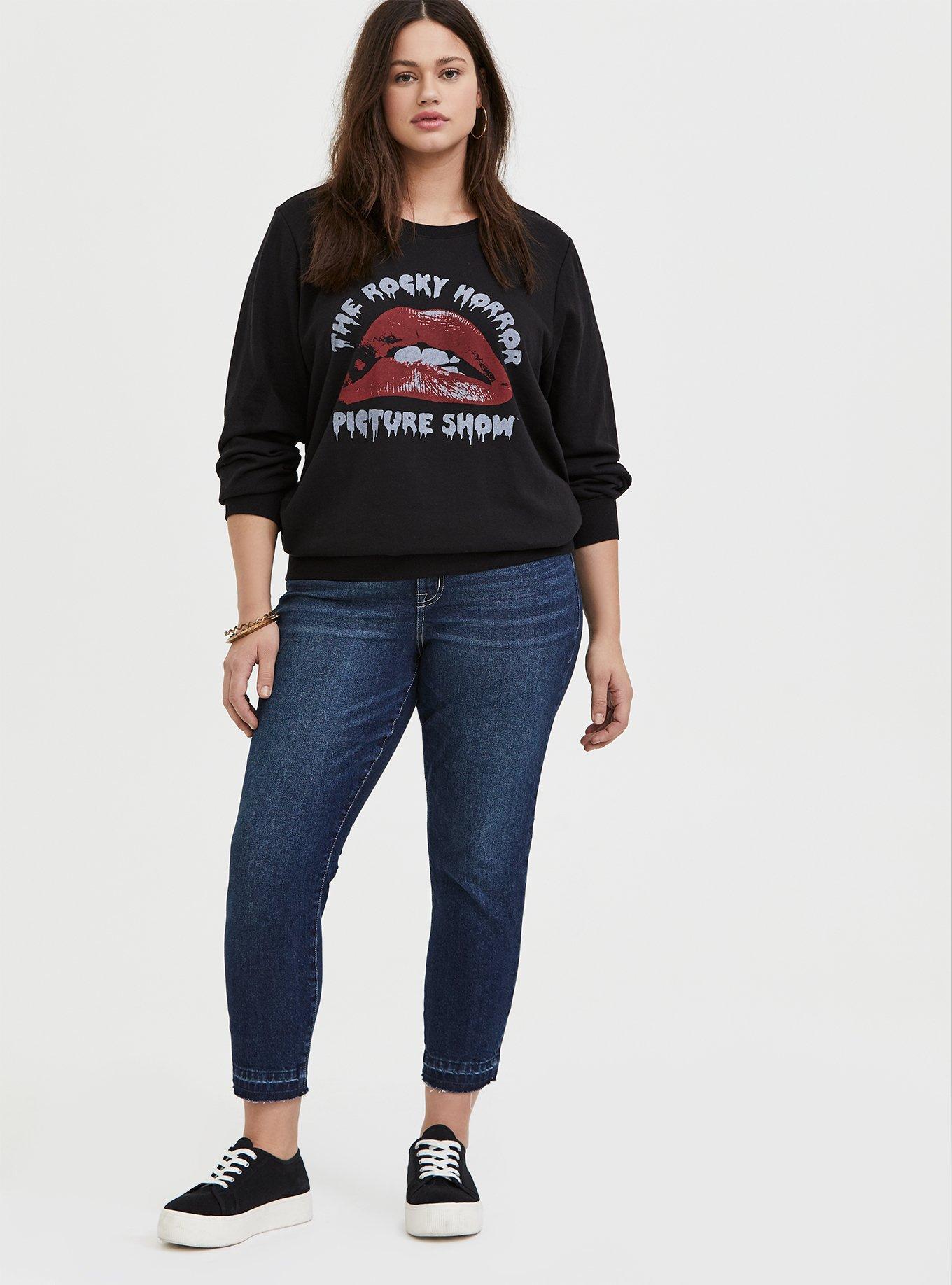 Plus Size Rocky Horror Black Fleece Sweatshirt, DEEP BLACK, alternate