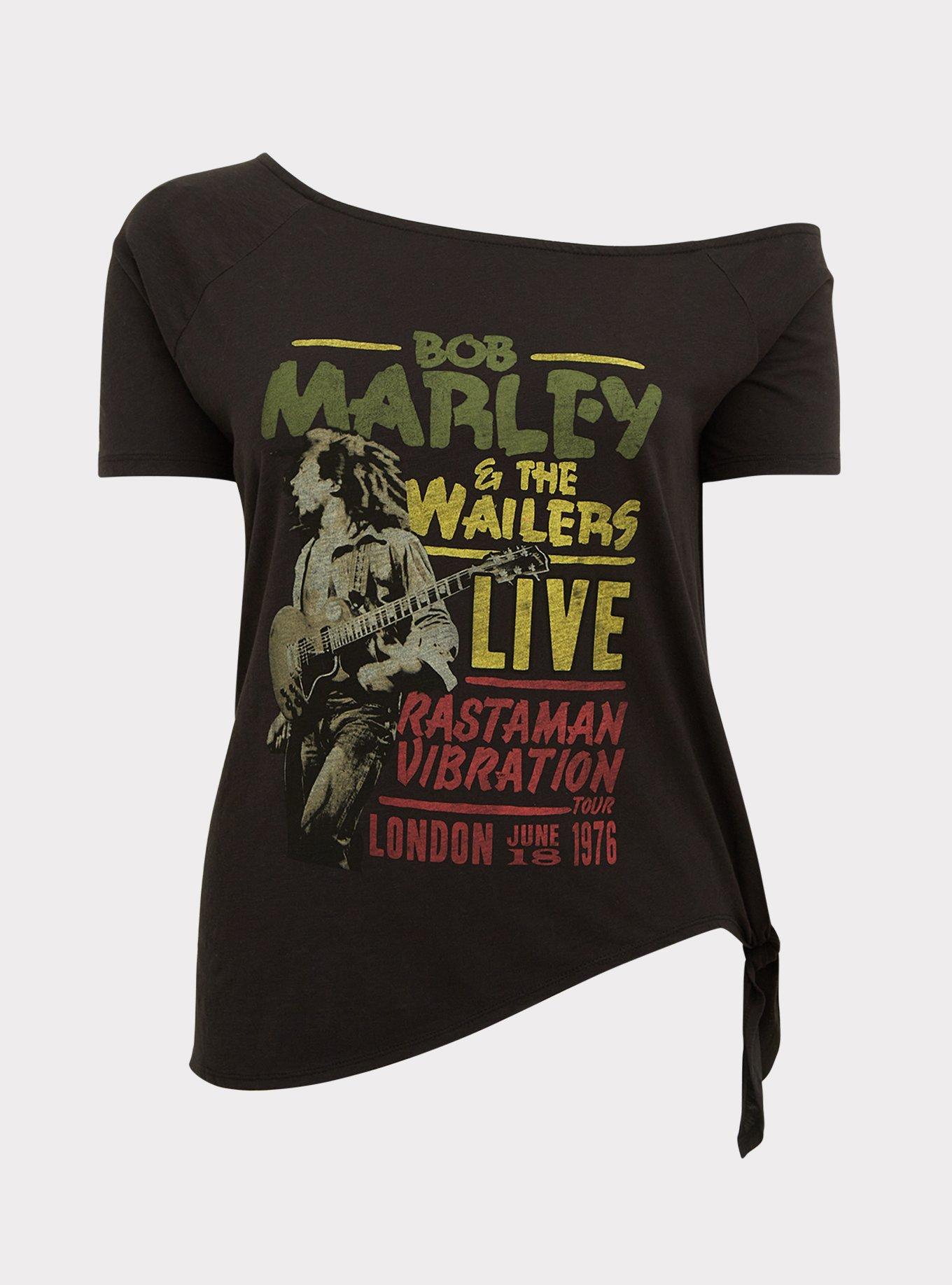 Plus Size - Bob Marley Black Tie Front Off Shoulder Tee - Torrid