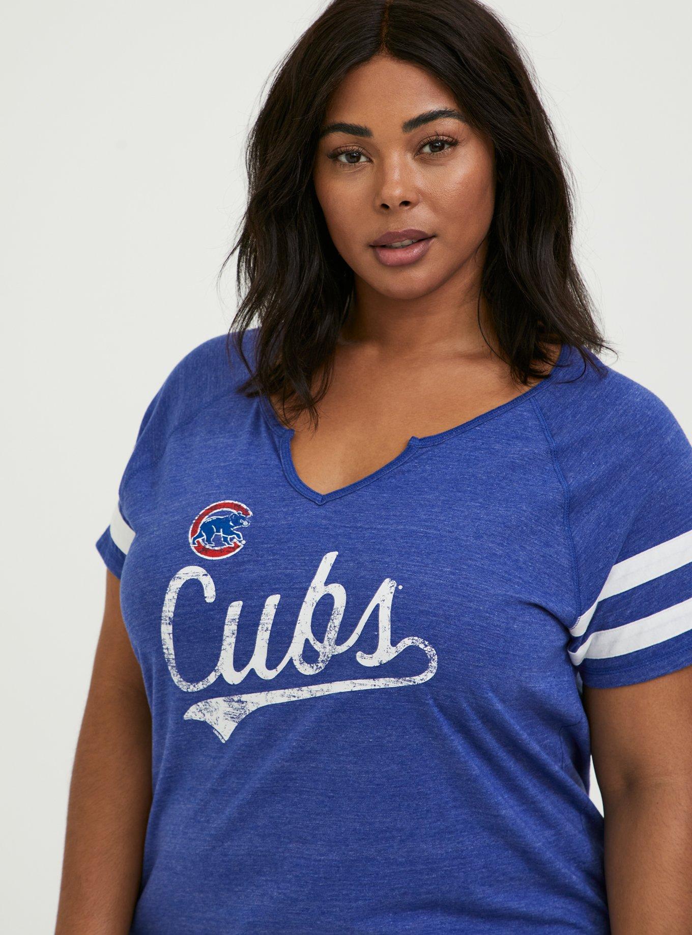 Chicago Cubs Women's Logo Cold Shoulder Sweater - Royal