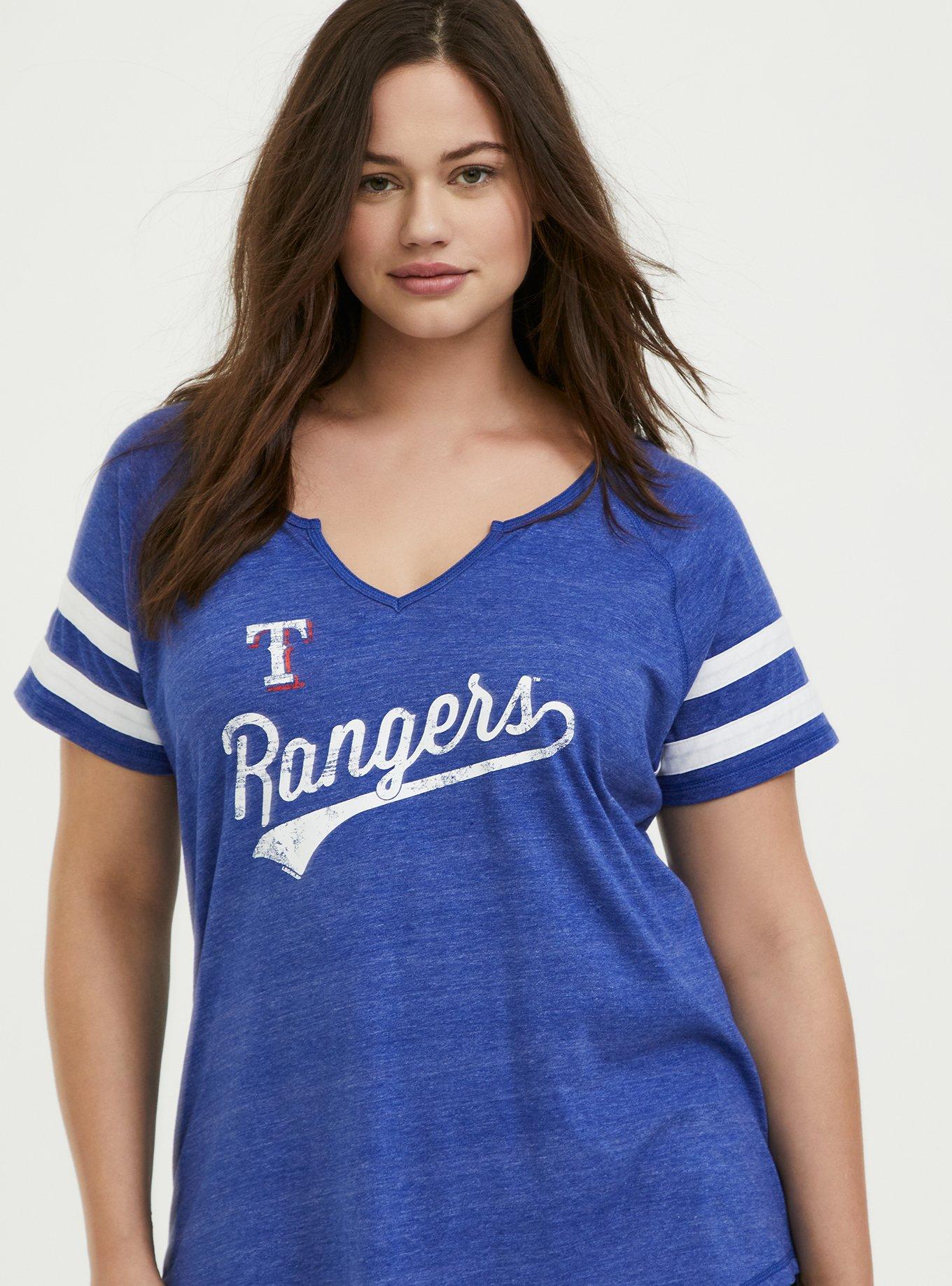 Plus Size - MLB Texas Rangers Blue Classic Fit Raglan Tee - Torrid
