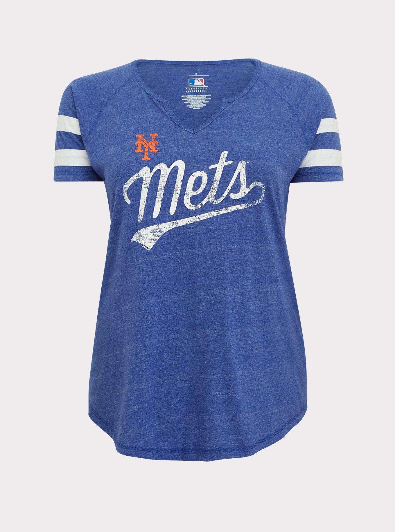 Plus Size - Split Neck Tank - Cotton MLB New York Mets Blue - Torrid