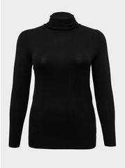Ribbed Pullover Turtle Neck Sweater, BLACK, hi-res