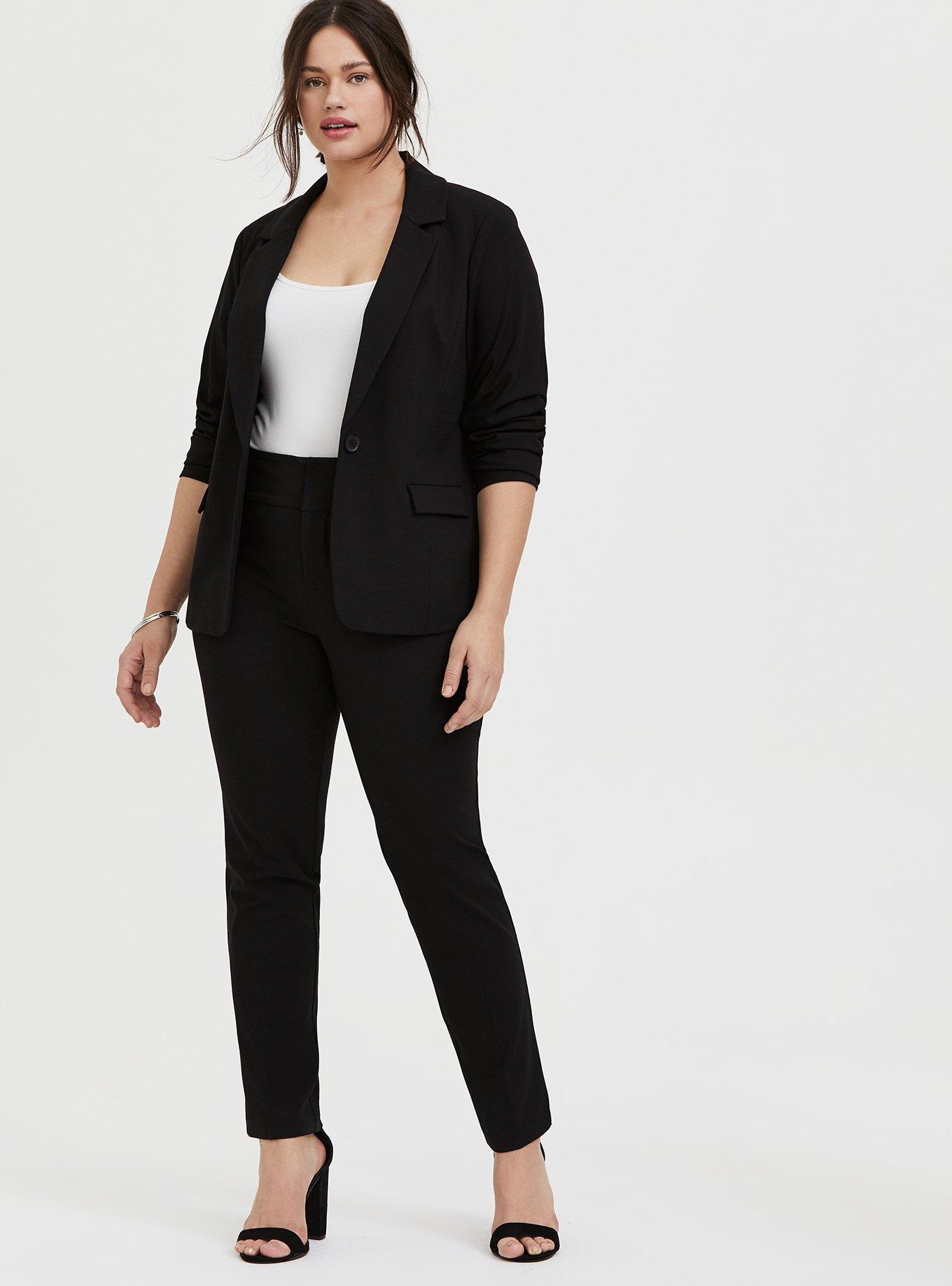 Black Structured Twill Blazer, DEEP BLACK, alternate