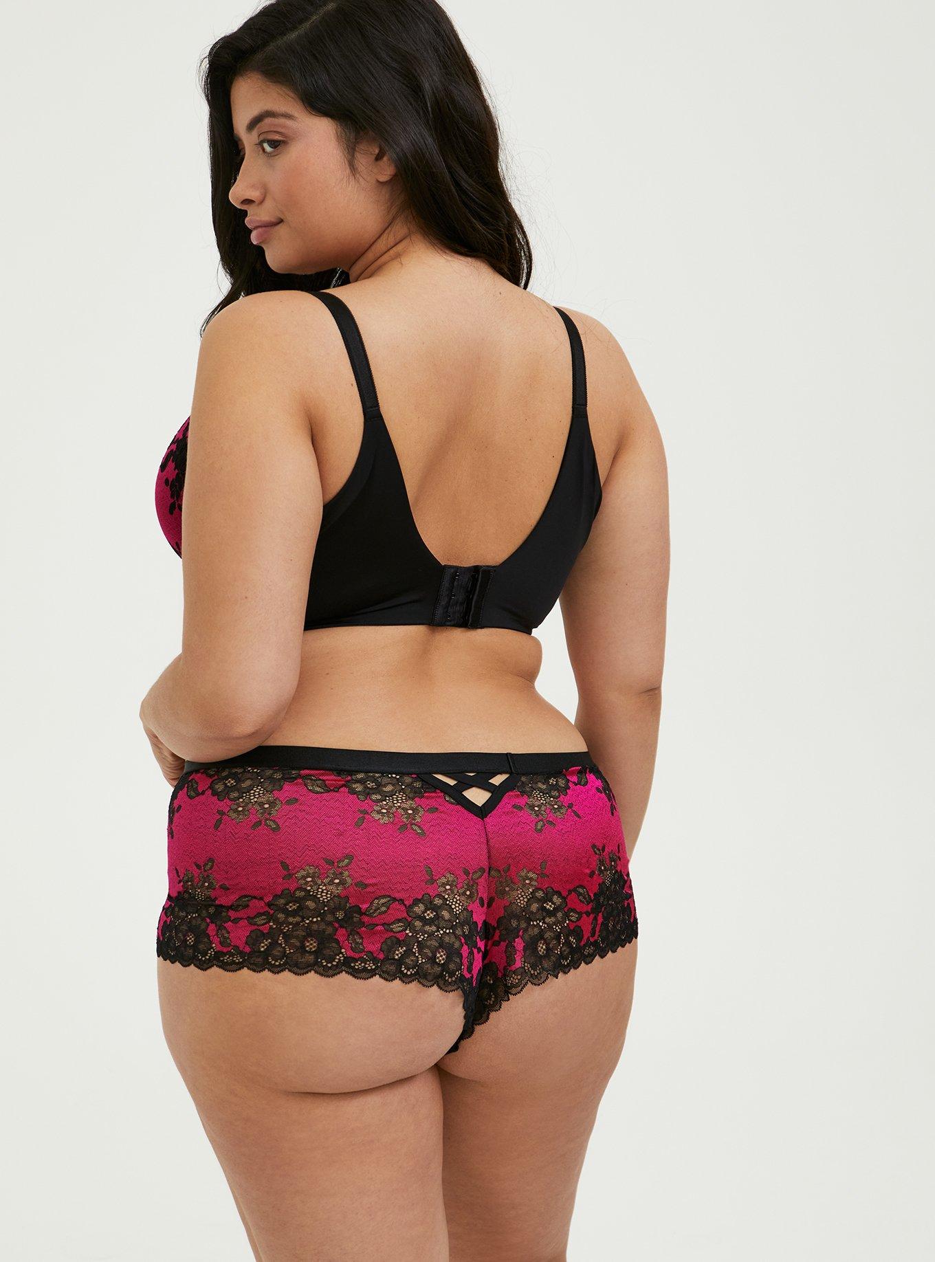 Plus Size Hot Pink & Black 360&deg; Back Smoothing&trade; Push-Up Plunge Bra, SUPERSONIC, alternate