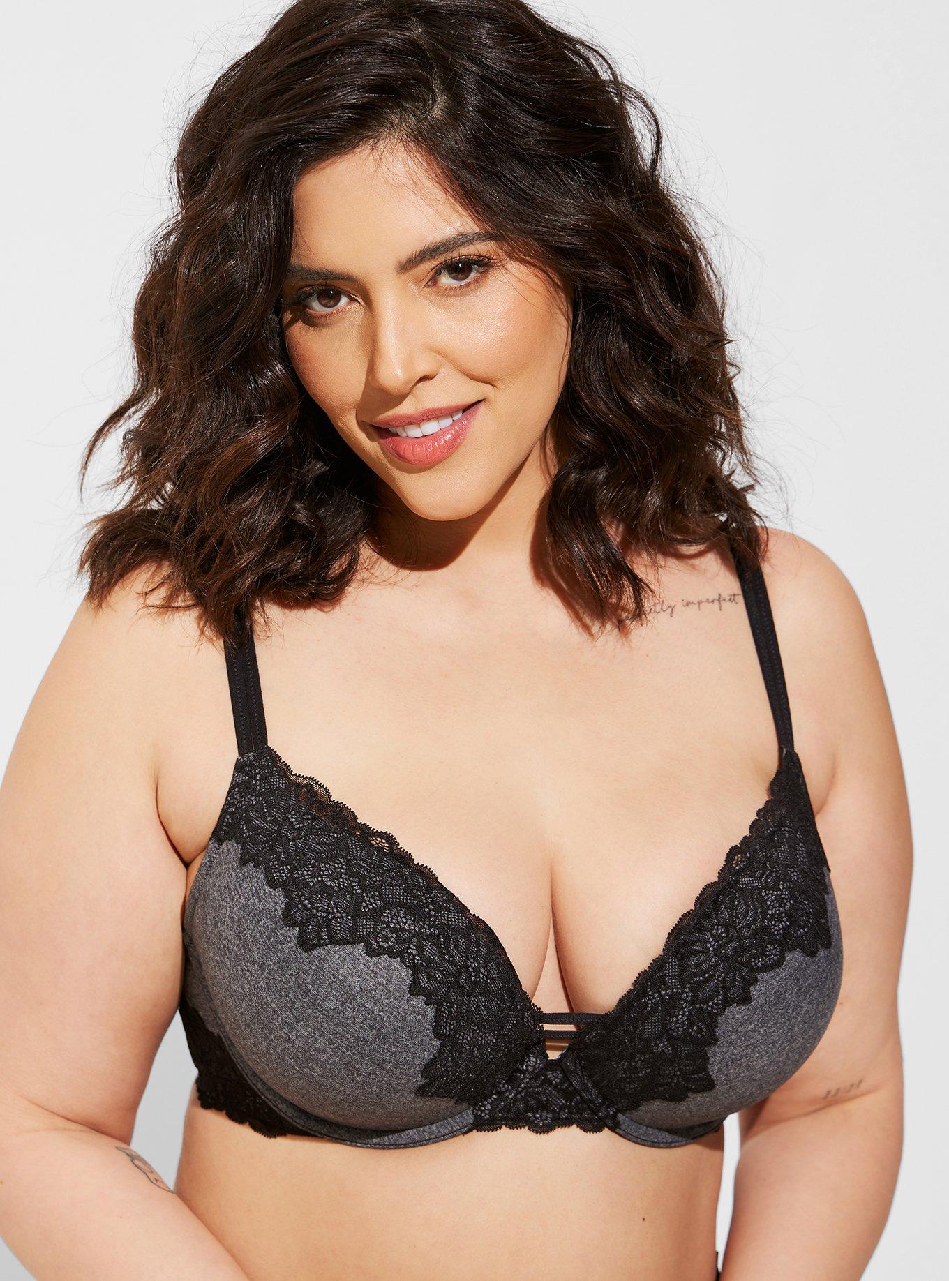 Torrid Black Smooth Push-Up Plunge Bra, Size 44C