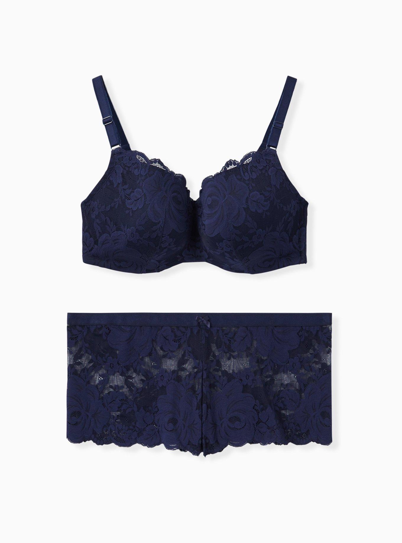 Navy Lace 360&deg; Back Smoothing&trade; Lightly Lined Full Coverage Balconette Bra, PEACOAT, alternate