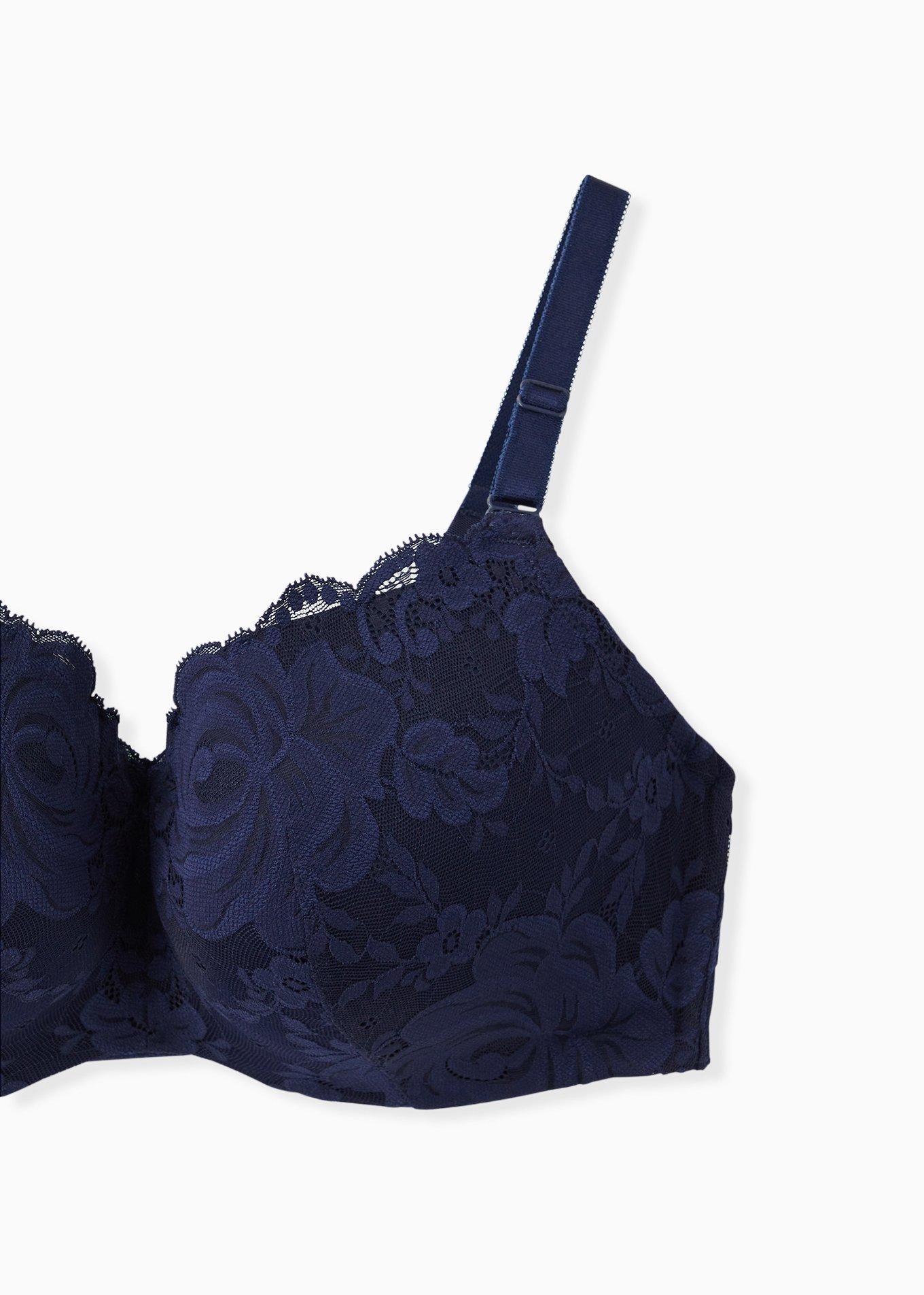 Navy Lace 360&deg; Back Smoothing&trade; Lightly Lined Full Coverage Balconette Bra, PEACOAT, alternate