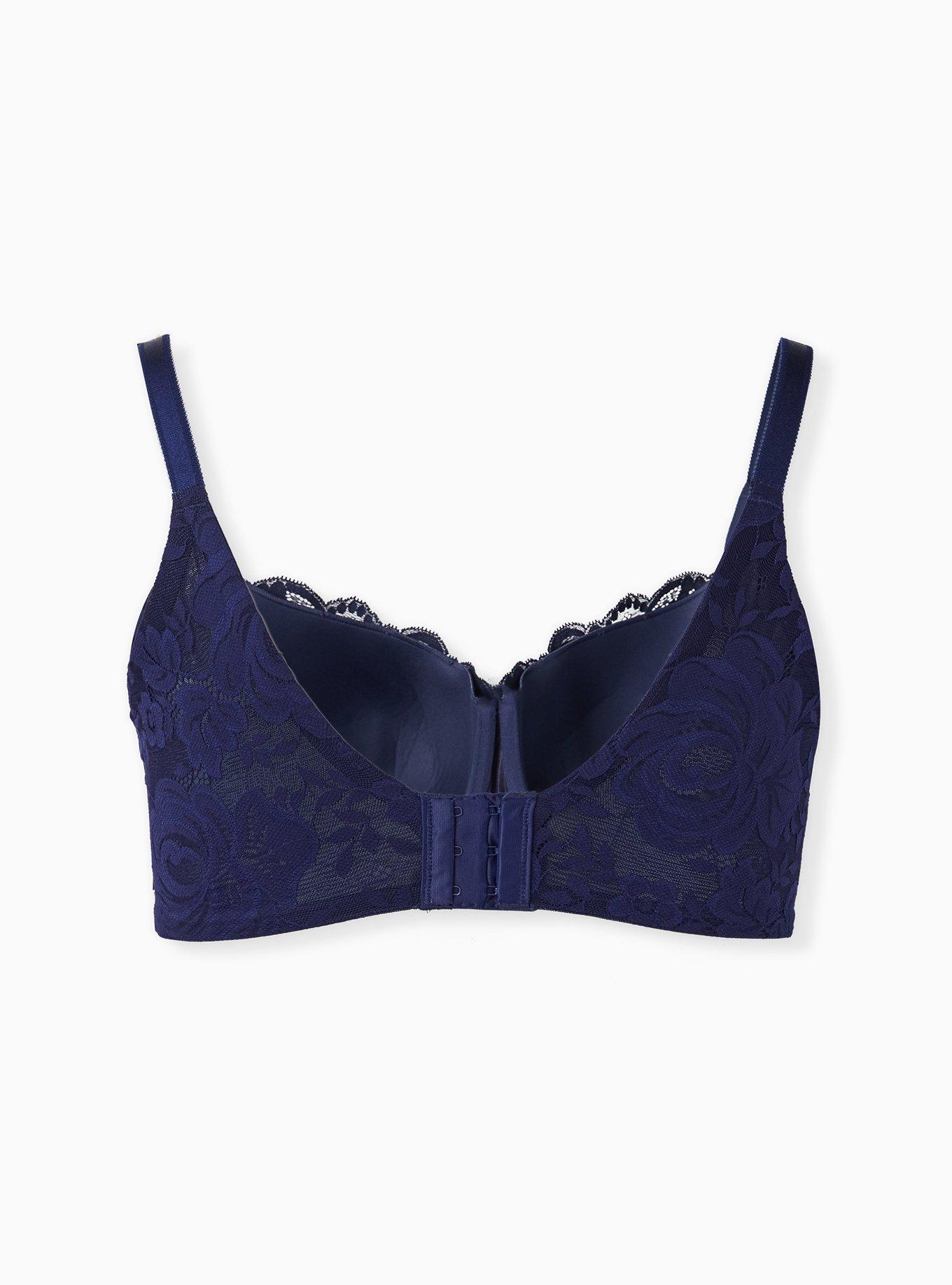 Navy Lace 360&deg; Back Smoothing&trade; Lightly Lined Full Coverage Balconette Bra, PEACOAT, alternate