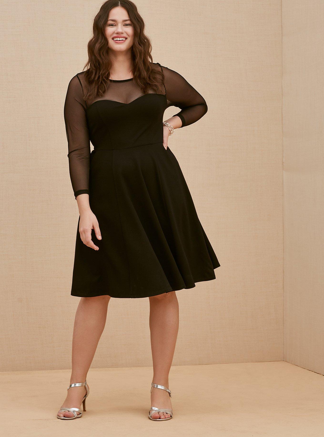 3/4 Sleeve A-Line Dress in Luxe Ponte