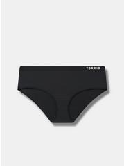 Active Microfiber Mid-Rise Hipster Logo Panty, RICH BLACK, hi-res