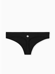 Active Microfiber Mid-Rise Thong Logo Panty, BLACK, alternate
