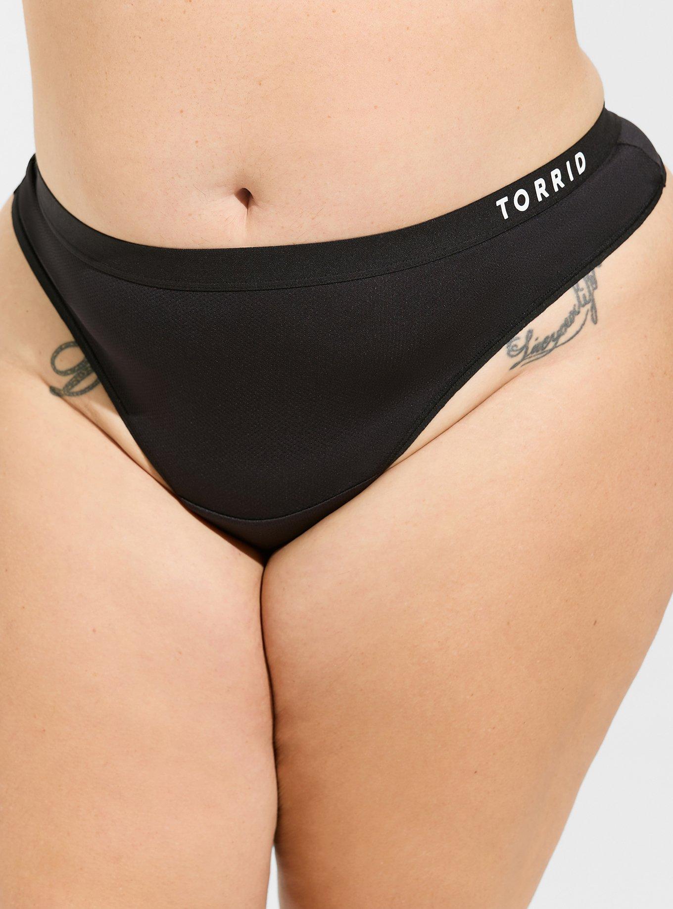 Plus Size - Active Microfiber Mid-Rise Thong Logo Panty - Torrid