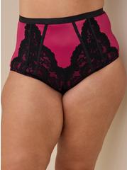 360° Smoothing™ Mid-Rise Brief Lace Pieced Panty, BEAUJOLAIS BURGUNDY, alternate