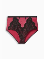 360° Smoothing™ Mid-Rise Brief Lace Pieced Panty, BEAUJOLAIS BURGUNDY, hi-res