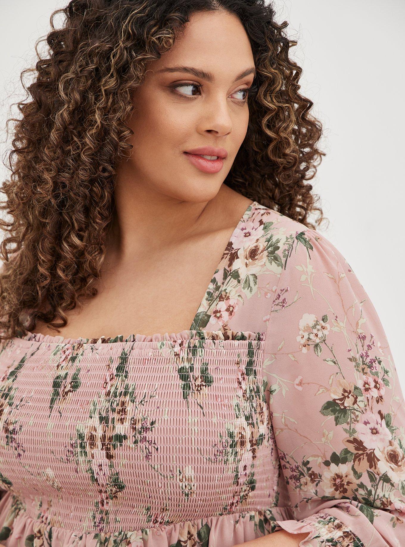 Plus Size - Babydoll Chiffon Smocked Top - Torrid