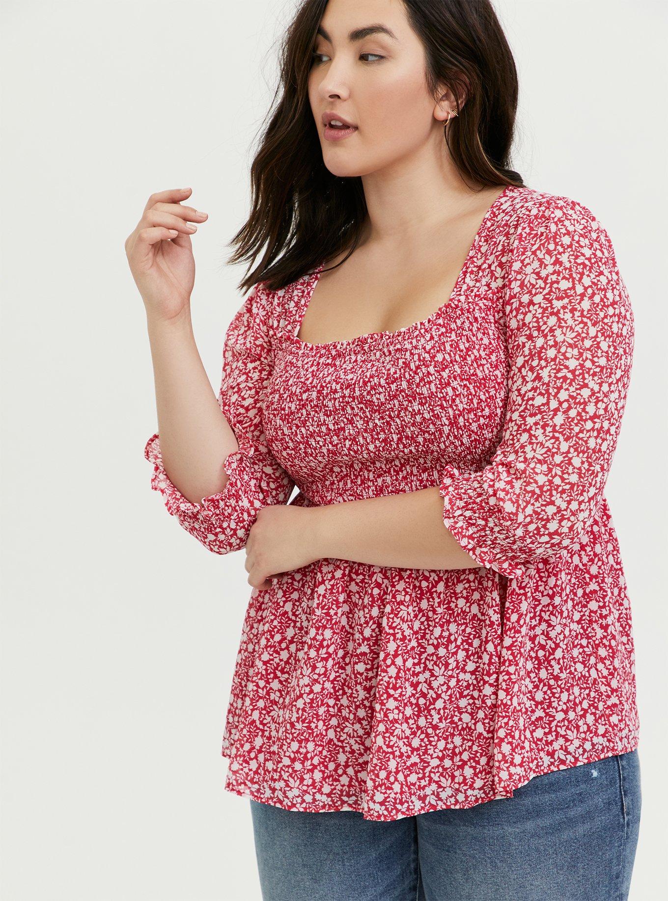 Plus Size Babydoll Chiffon Smocked Top Torrid