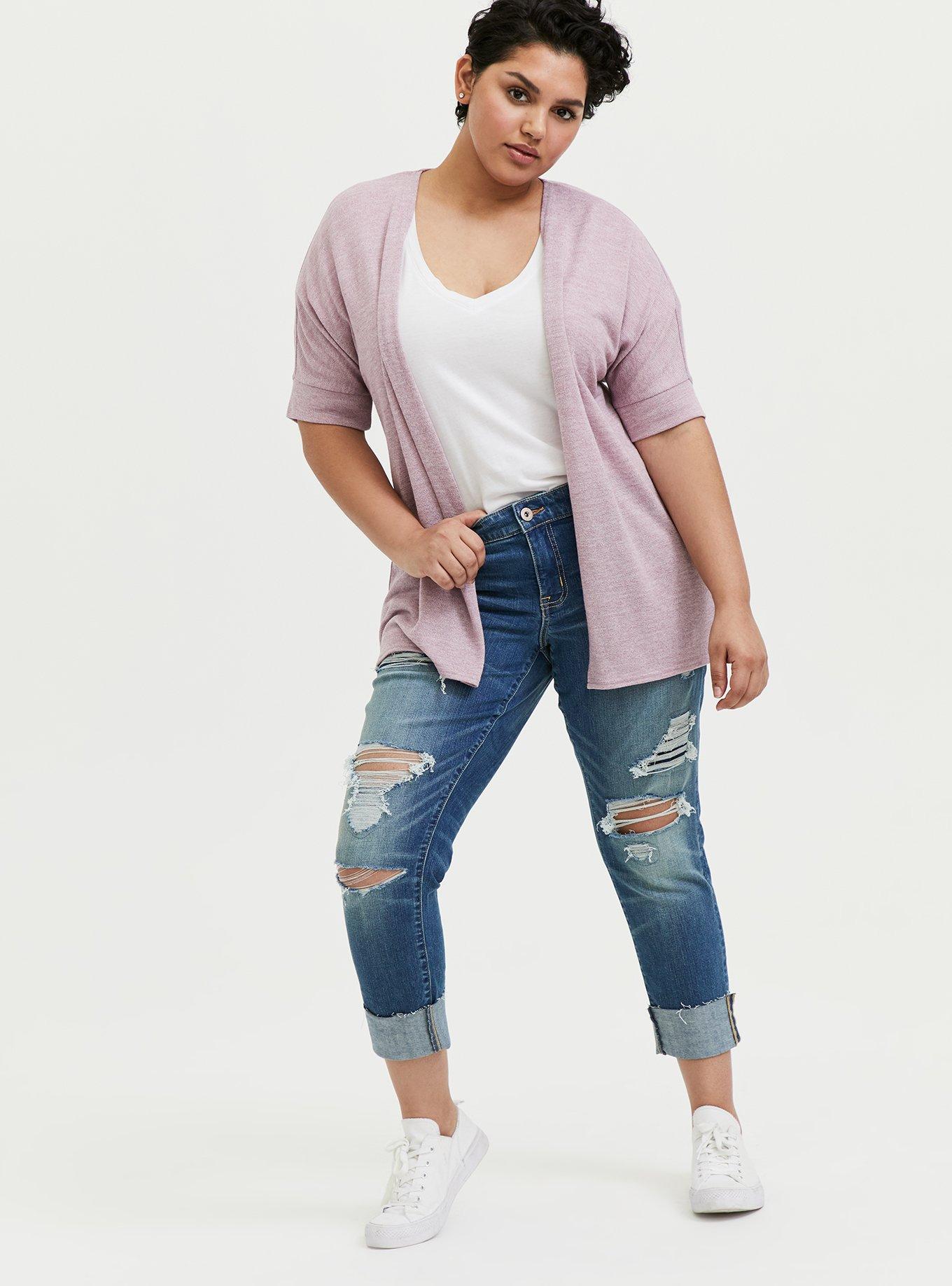 Plus Size Cardigan Open Front Dolman, MAUVE, alternate