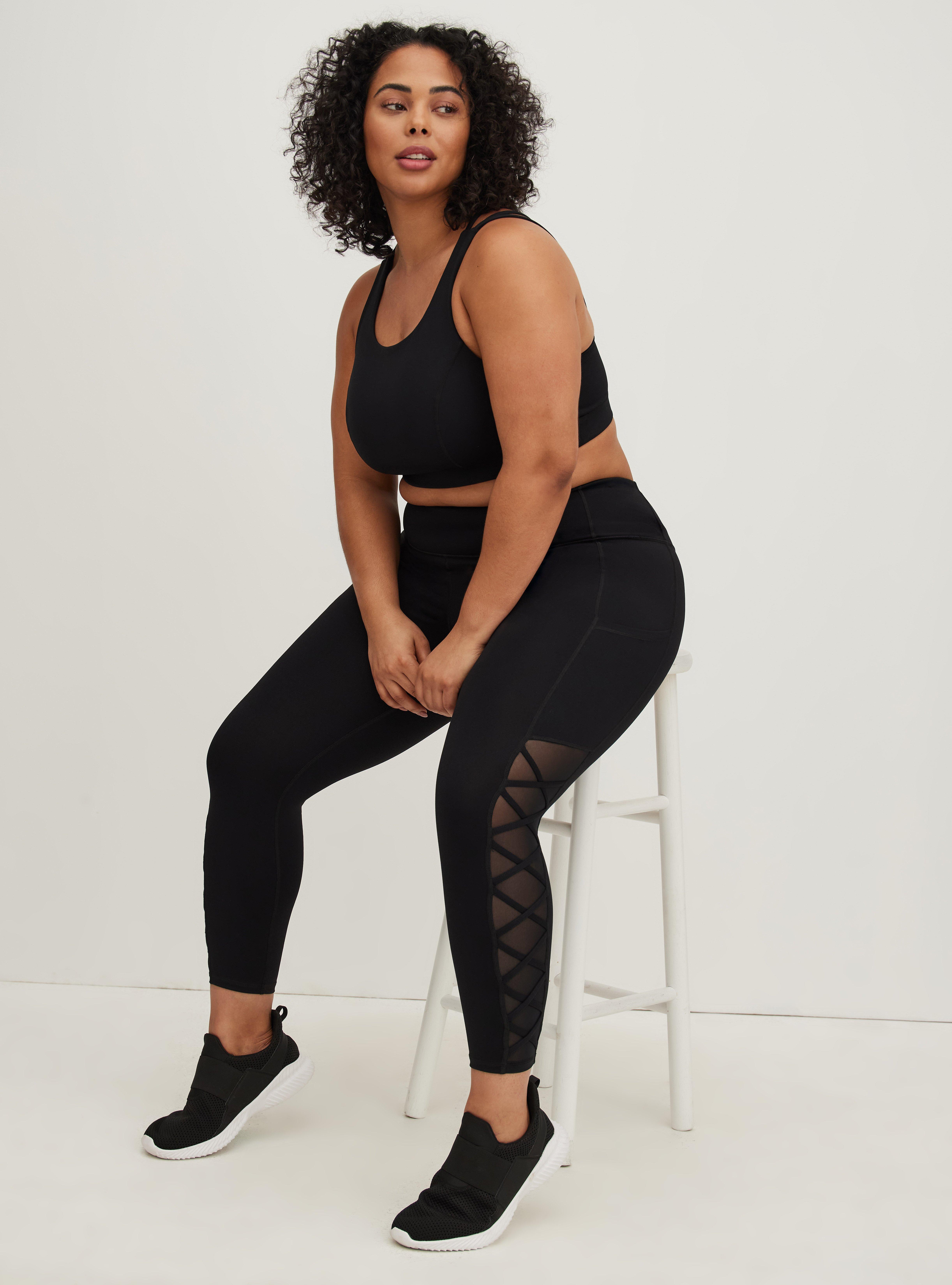 Plus Size - Black Side Mesh Inset Legging - Torrid