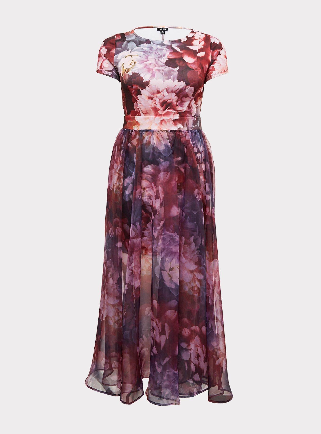 Special Occasion Multi Floral Scuba Knit Dress & Organza Formal Gown Set, , hi-res
