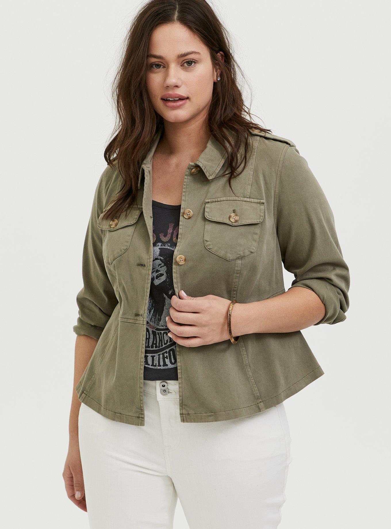 Plus Size Twill Peplum Utility, VETIVER, alternate