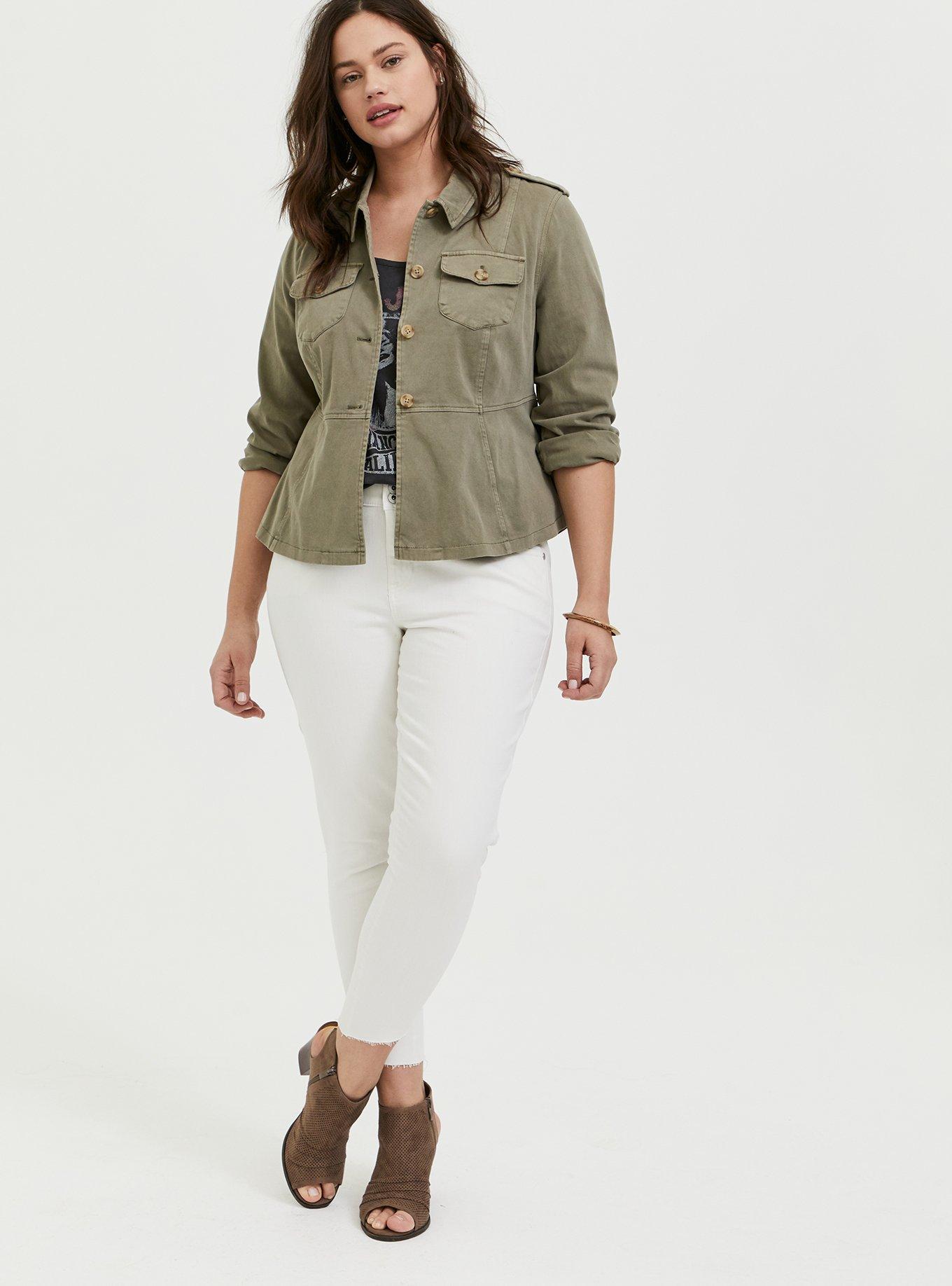 Plus Size Twill Peplum Utility, VETIVER, alternate