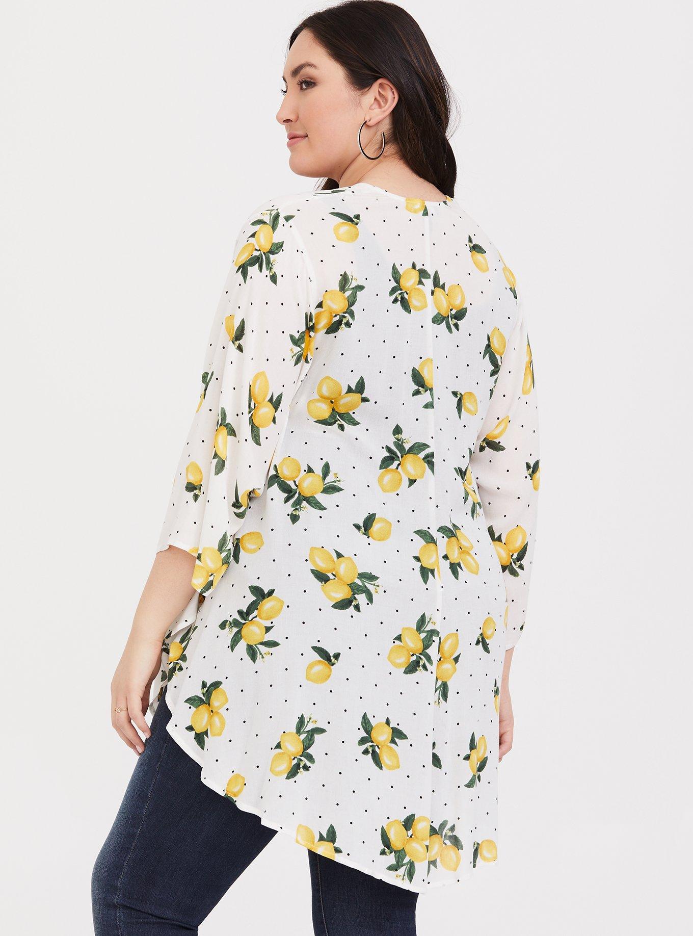 Plus Size Crepe Shirttail Kimono, SWEET LEMONS, alternate