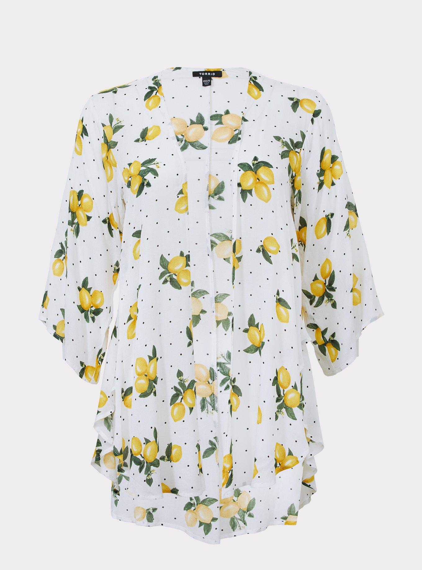 Plus Size Crepe Shirttail Kimono, SWEET LEMONS, hi-res