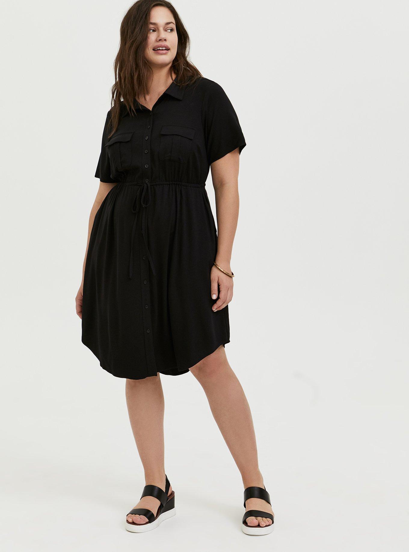 Plus Size - Mini Twill Drawstring Shirt Dress - Torrid