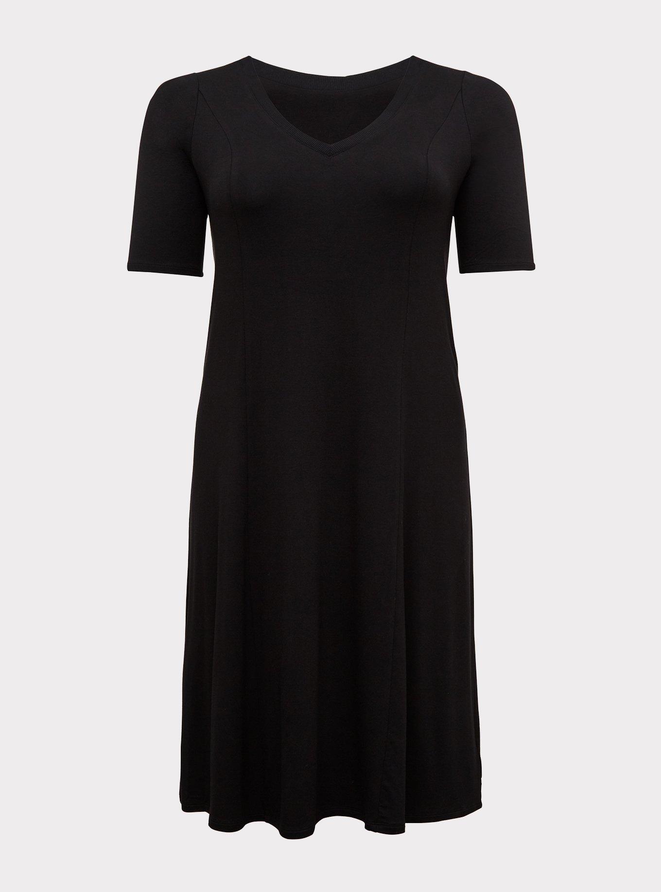 Black Jersey Fit & Flare dress, DEEP BLACK, hi-res