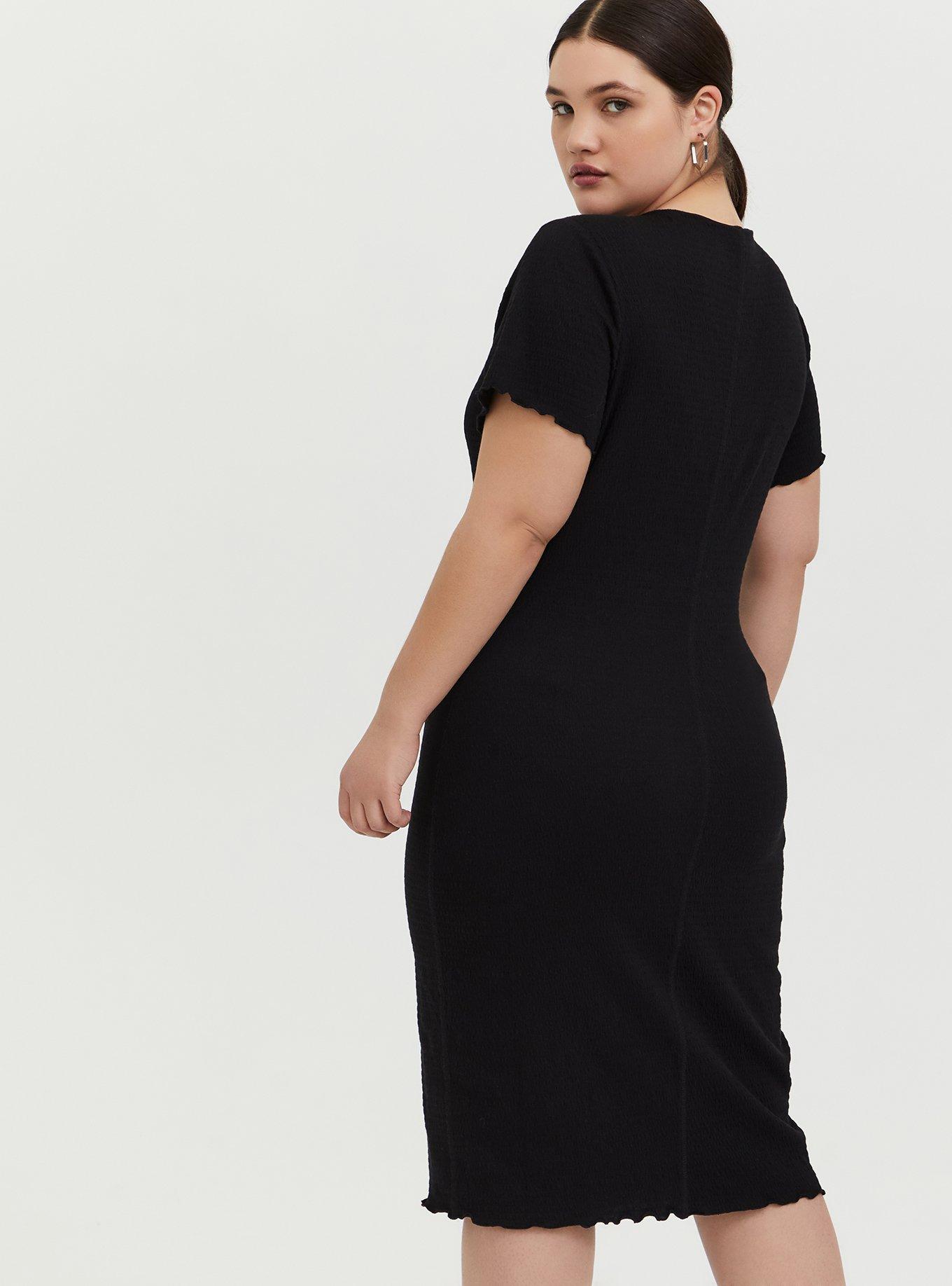 Plus Size - Black Smocked Bodycon Dress - Torrid