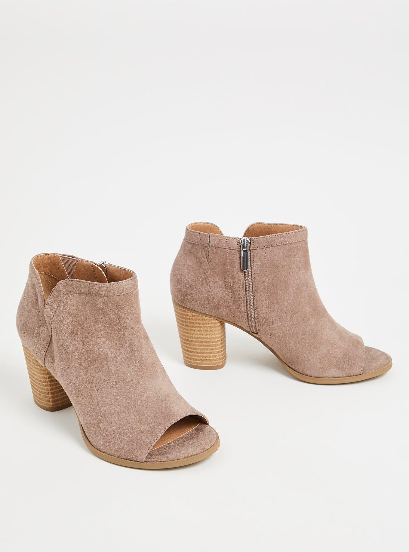 Plus Size Taupe Faux Suede V-Cut Ankle Shootie (WW), TAUPE, alternate